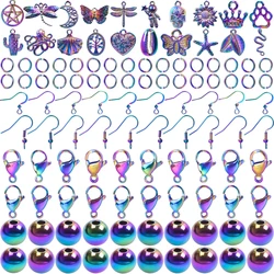 Mix Rainbow Color Charms Beads Ear Hooks Rings Pendants Metal Accessories Vairous DIY Craft For Necklace Earrings Bulk Wholesale