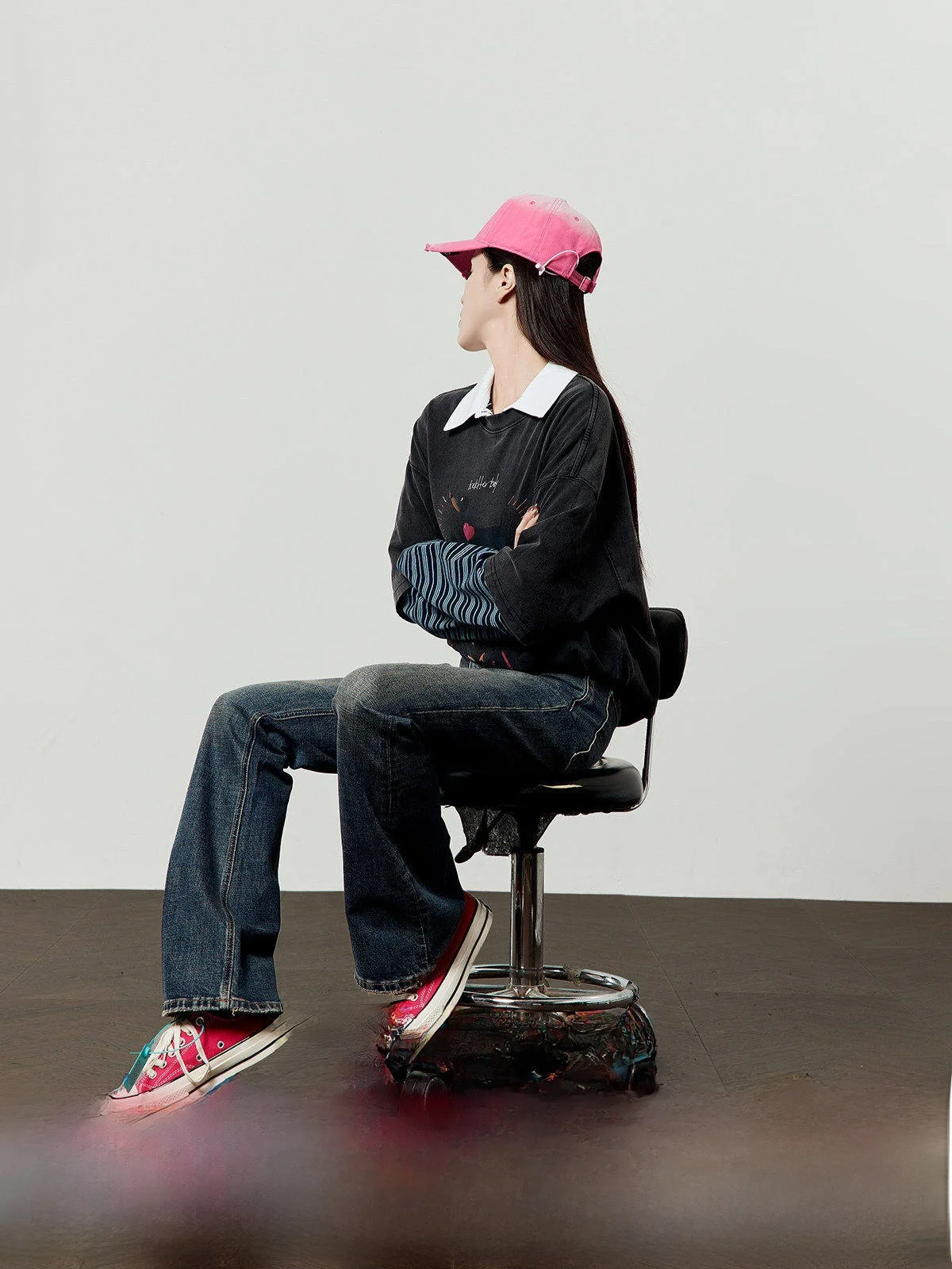 

Синие широкие джинсы с эффектом потертости для женщин, летняя новинка, свободный крой, винтажный стиль, высокая талия, джинсовые брюки Cleanfit Sle