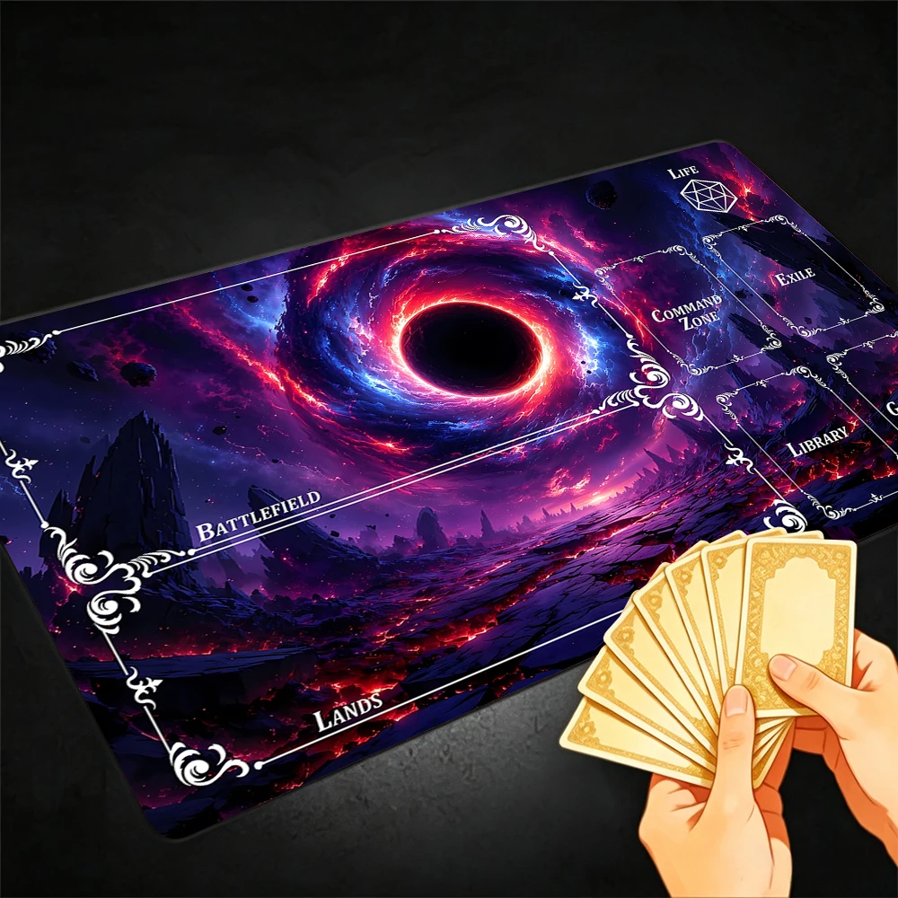 Giant Magical Black Hole TCG Playmat Magic Playmat Gathering Gaming Mat with Stitched Edge Anti-slip base Trading Card Game