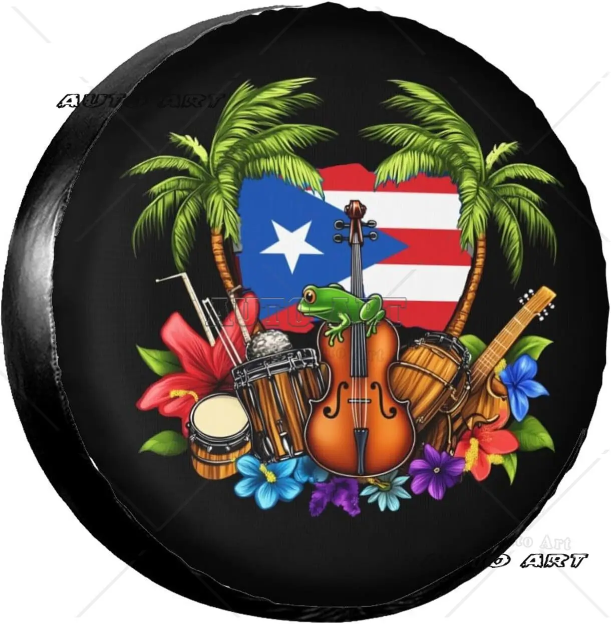 

Чехол для запасного колеса Пуэрто-Рико, милые водонепроницаемые чехлы для колес с флагом Пуэрто-Рико, универсальные, подходят для грузовика, кемпера, прицепа