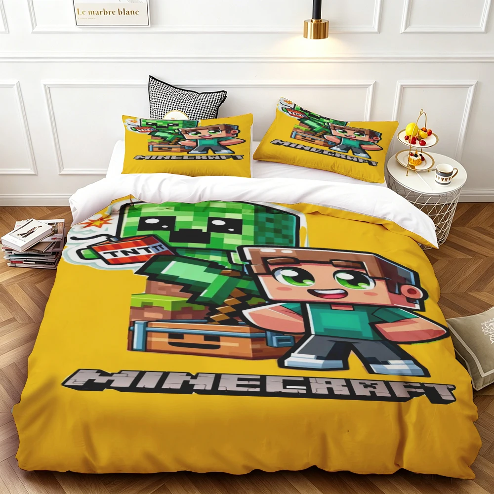Cartoon Gifts Duvet Cover Minecraft Quilt Cover Bedding Set Soft and Comfortable for Bedroom Queen King Size