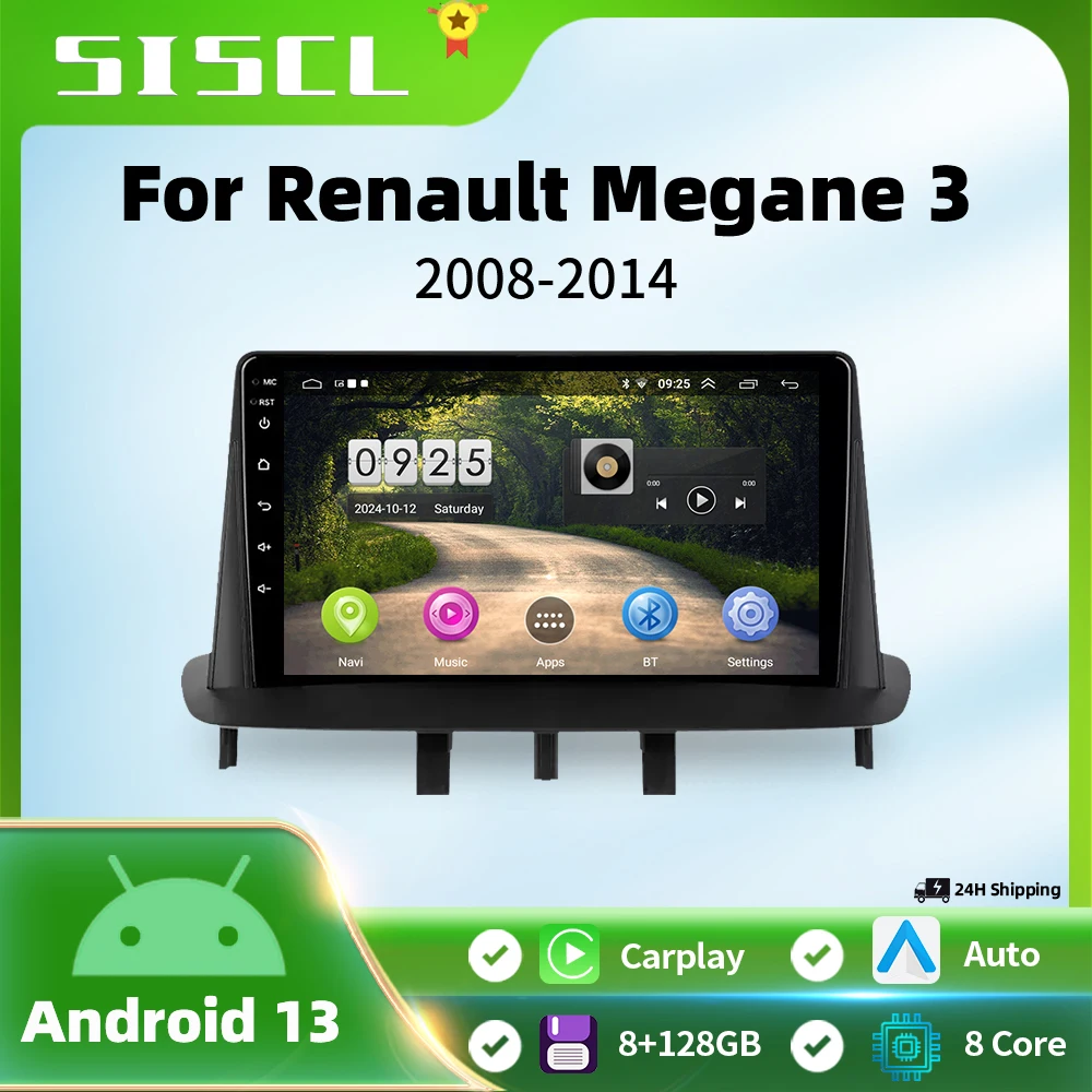 for Renault Megane 3 Fluence 2008-2014 Multimedia 2Din 4G GPS Navigation Carplay DVD auto Stereo Android 13 Car Radio