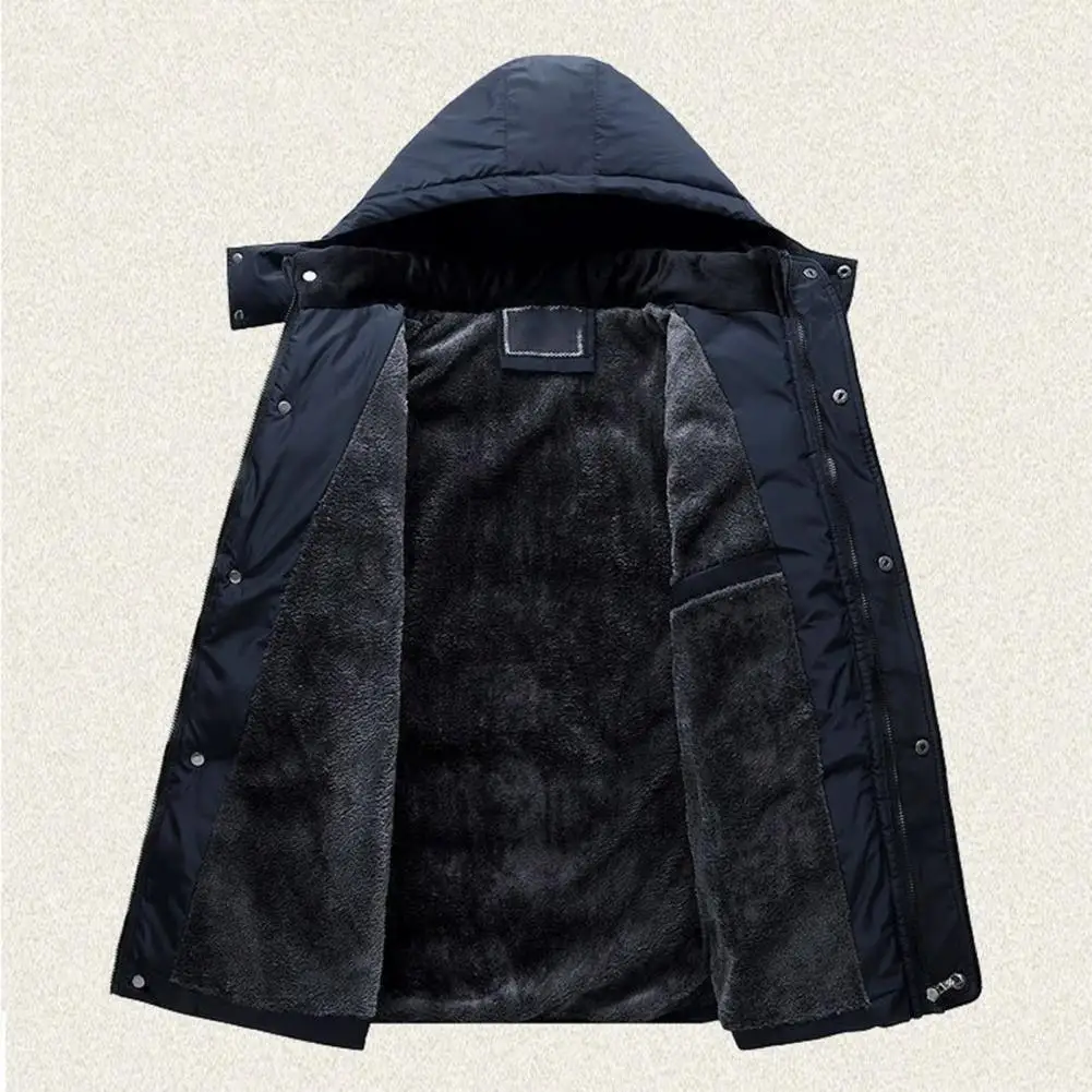 Casaco com capuz acolchoado de algodão para homens, blusão à prova de frio, parka monocromática, plus size, jaqueta com capuz, outwear, streetwear