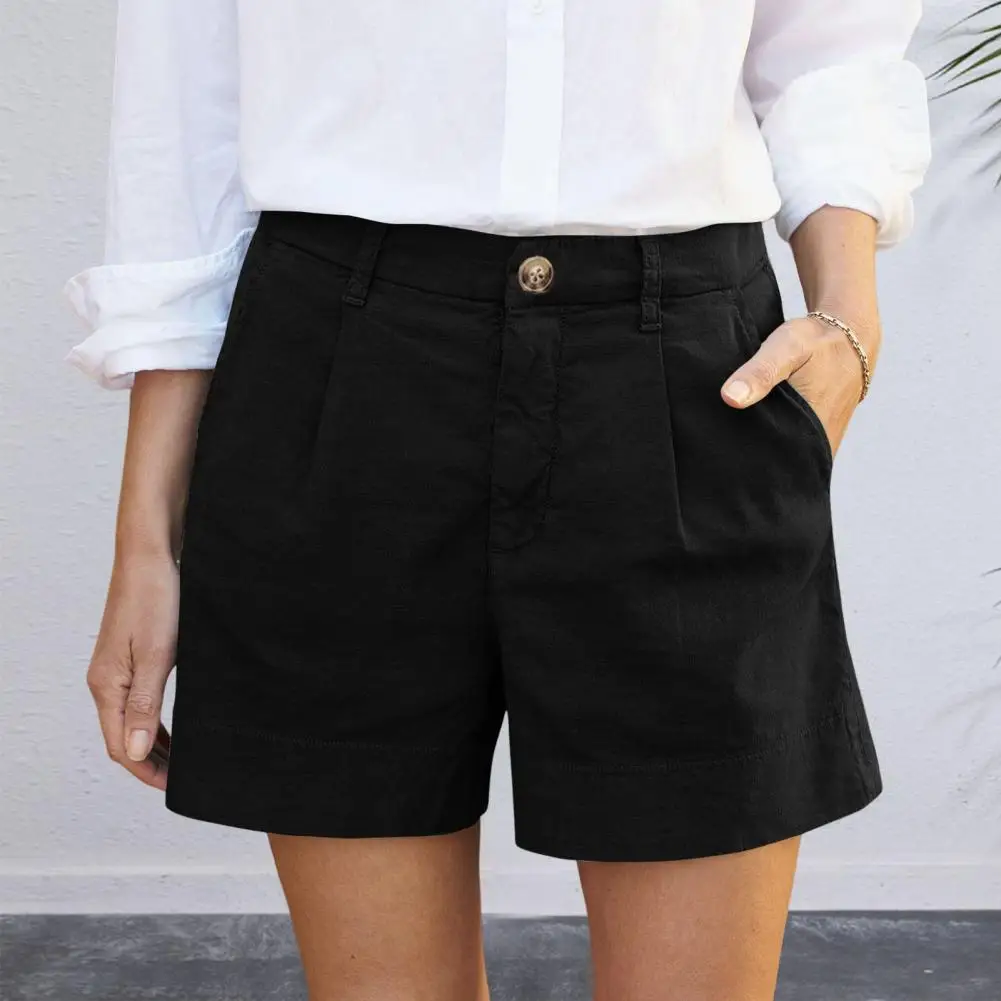 

Summer Cotton Linen Shorts Women's High Waist Short Pants With Pockets Sports Casual Basic Cortos Pantalones