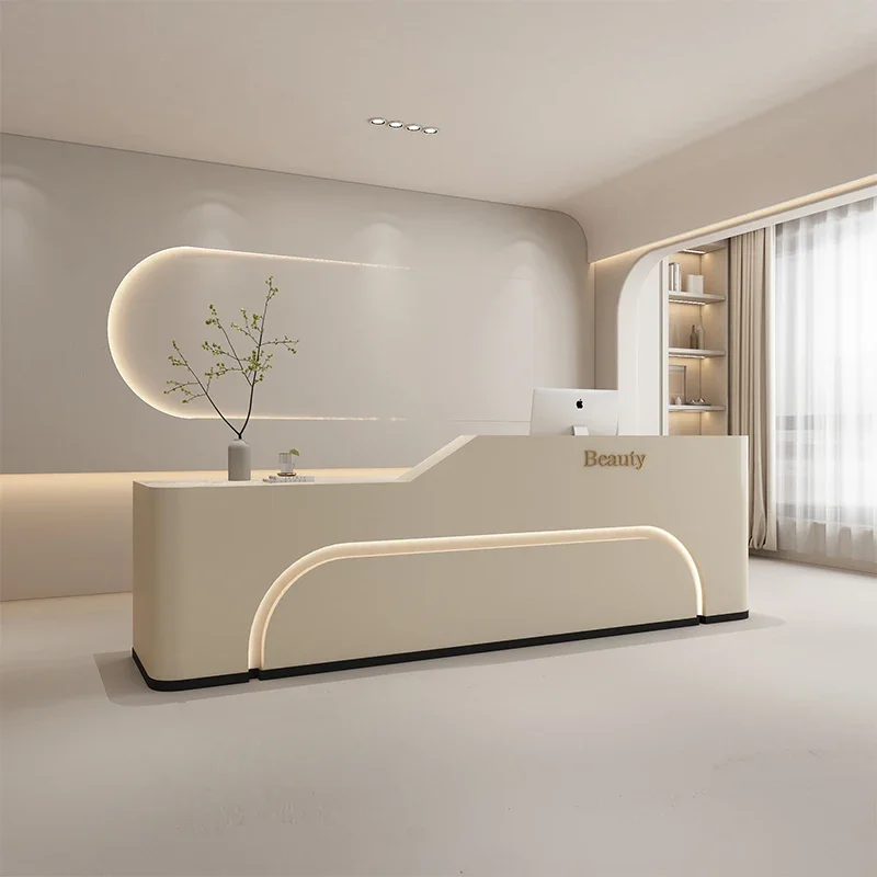 Small Reception Shop Counter Barber Salon Exhibitor Furniture Home  Beauty Storage Rezeption Desk Beauty Companies Plexiglass