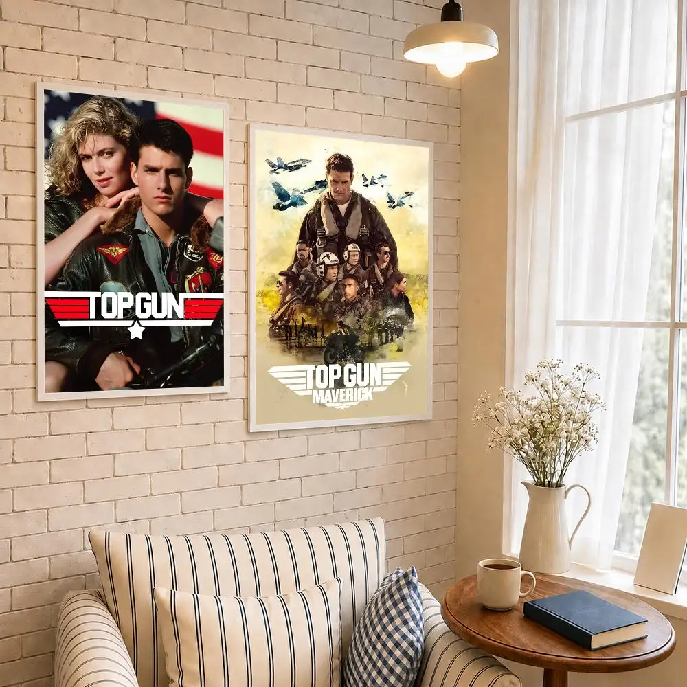 Movie T-Top Gun Maverick Poster PP Self-Adhesive Waterproof Wall Decor for Bedroom,Living Room,Dorm,Bar Aesthetic Decor Gift