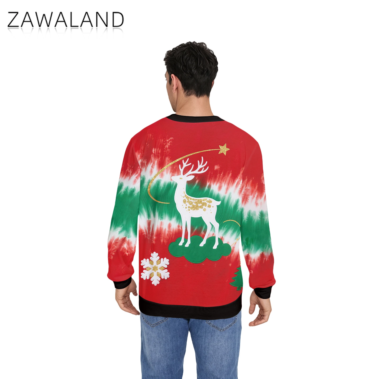 Kaus Natal Jelek untuk Wanita Pria Pasangan Pohon Natal Rusa Santa Pullover Grafis Festival Musim Gugur Musim Dingin Kostum Pesta Cosplay