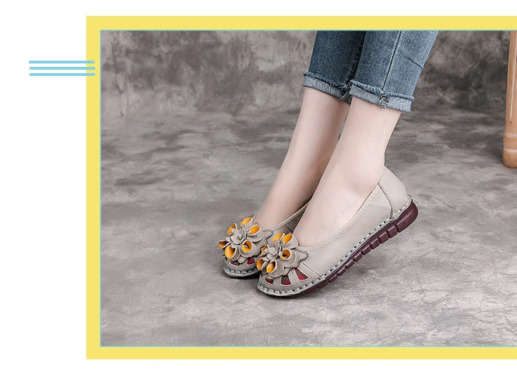Neue handgefertigte Ballerinas mit Blumenmuster im Vintage-Stil, Damenschuhe aus echtem Leder, Mokassins, Slip-On-Loafer für Damen, weiche Luxus-Flats – Detail 23