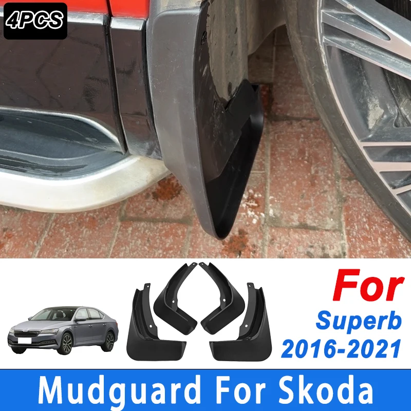 

For Skoda Superb 2016-2021 Automotive Tire Mudguard Waterproof Prevent Mud Splashing Car Mud Flaps Fender Trim 4pcs Accessories
