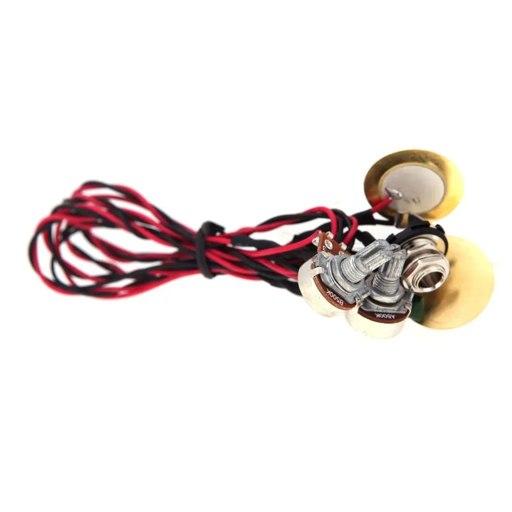 Dual Piezo Pickup Pick-up 6.35mm Jack with Volume Tone Control for Acoustic Guitar Ukulele