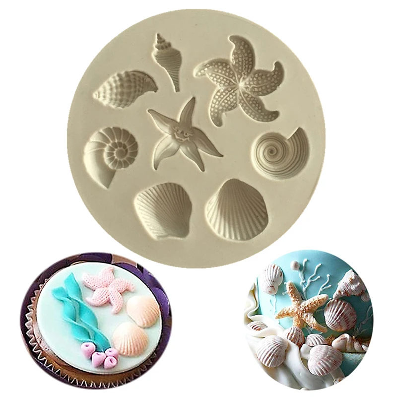 Seashell Conch Starfish Fish Under the Sea Style Pastry Baking Molds for Cookie Candy Marine Theme Cake Fondant Silicone Mold