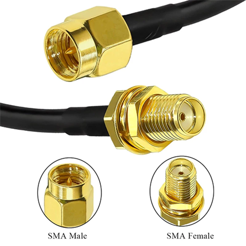 SMA przedłużacz antenowy kabel SMA koncentryczny RG58 męski-SMA żeński Router kabel RF sieci przedłużacz z adapterem kabel SMA do SMA