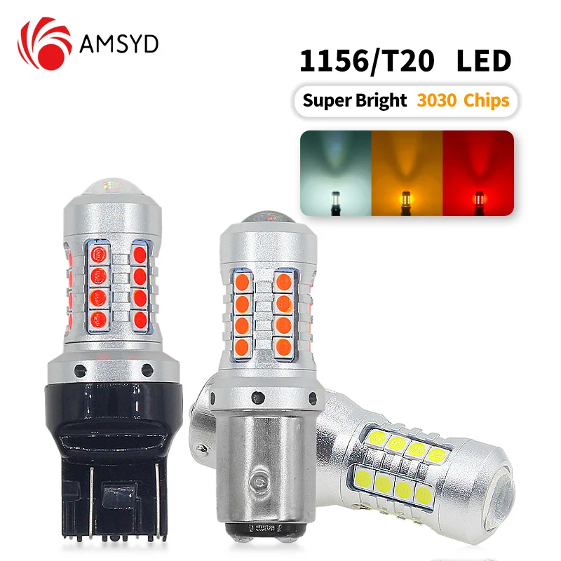 2Pcs 3030 25SMD 1156 BA15S P21W BAU15S PY21W 7440 7443 1157 BAY15D P21/5W 3157 LED Bulbs CanBus Brake Reverse Parking Lamps