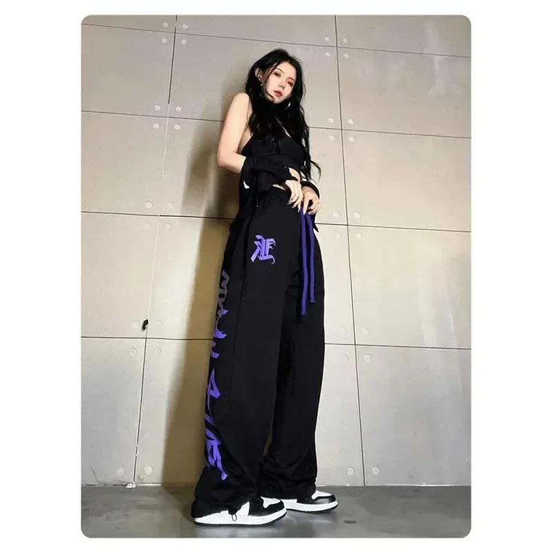 New Spring Summer Korean Hip Hop High Street Jazz Pants Women Drawstring Baggy Harajuku Vintage Trousers Y2k Streetwear