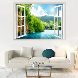 Fresh Lake View Mural for Home Decoration Aesthetic Rooms Walls Art Big Window Mountain Water Waterfall Scenery Poster Stickers
