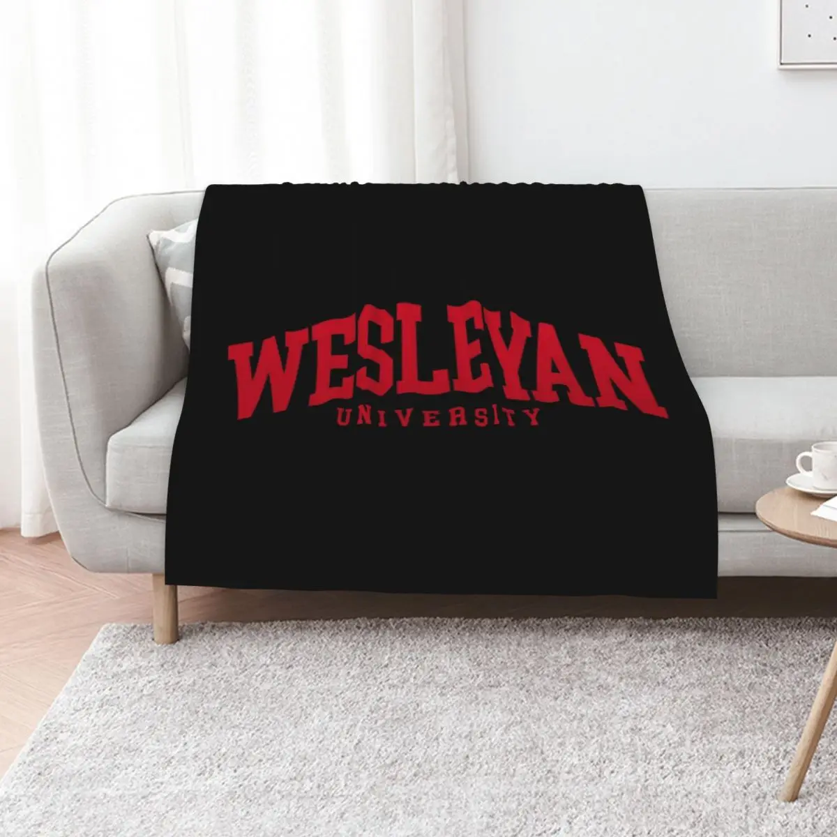 

wesleyan university - college font curved Throw Blanket Kid'S manga Fashion Sofas Plush Blankets