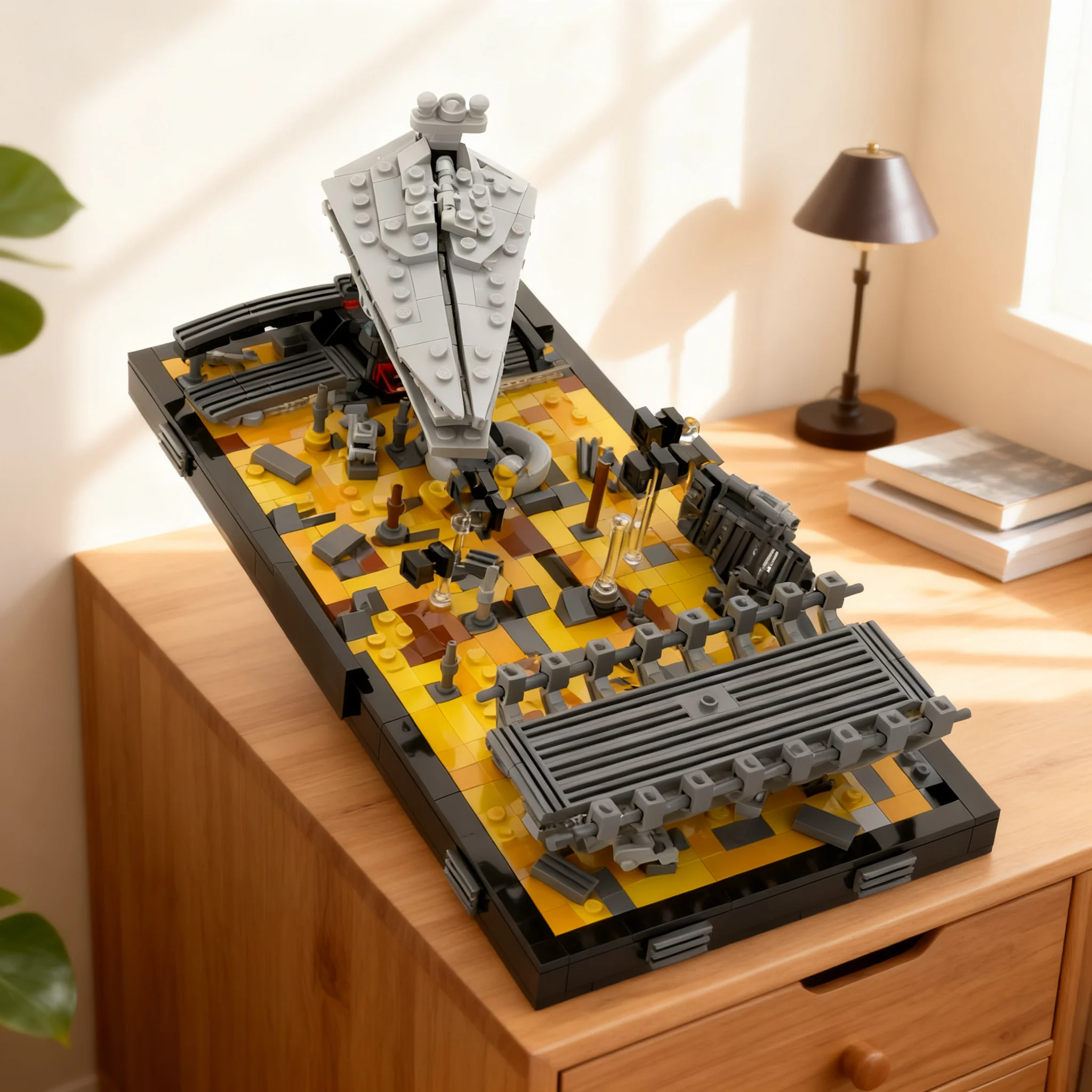 705pcs MOC Star Battle The Force Unleashed Diorama - Pulling Down The Destroyer Model Building Blocks Christmas Gifts Art Craft
