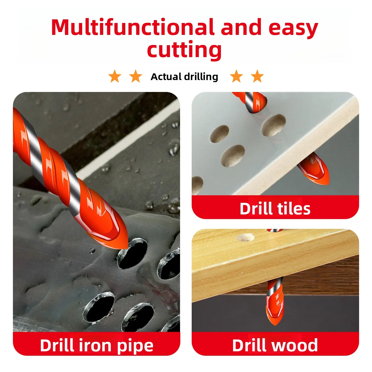 Tile Punching Drill Bit Daquan Alloy Glass Triangle Overlord Impact Cement Wall Drilling Special Opening Flashlight Turn