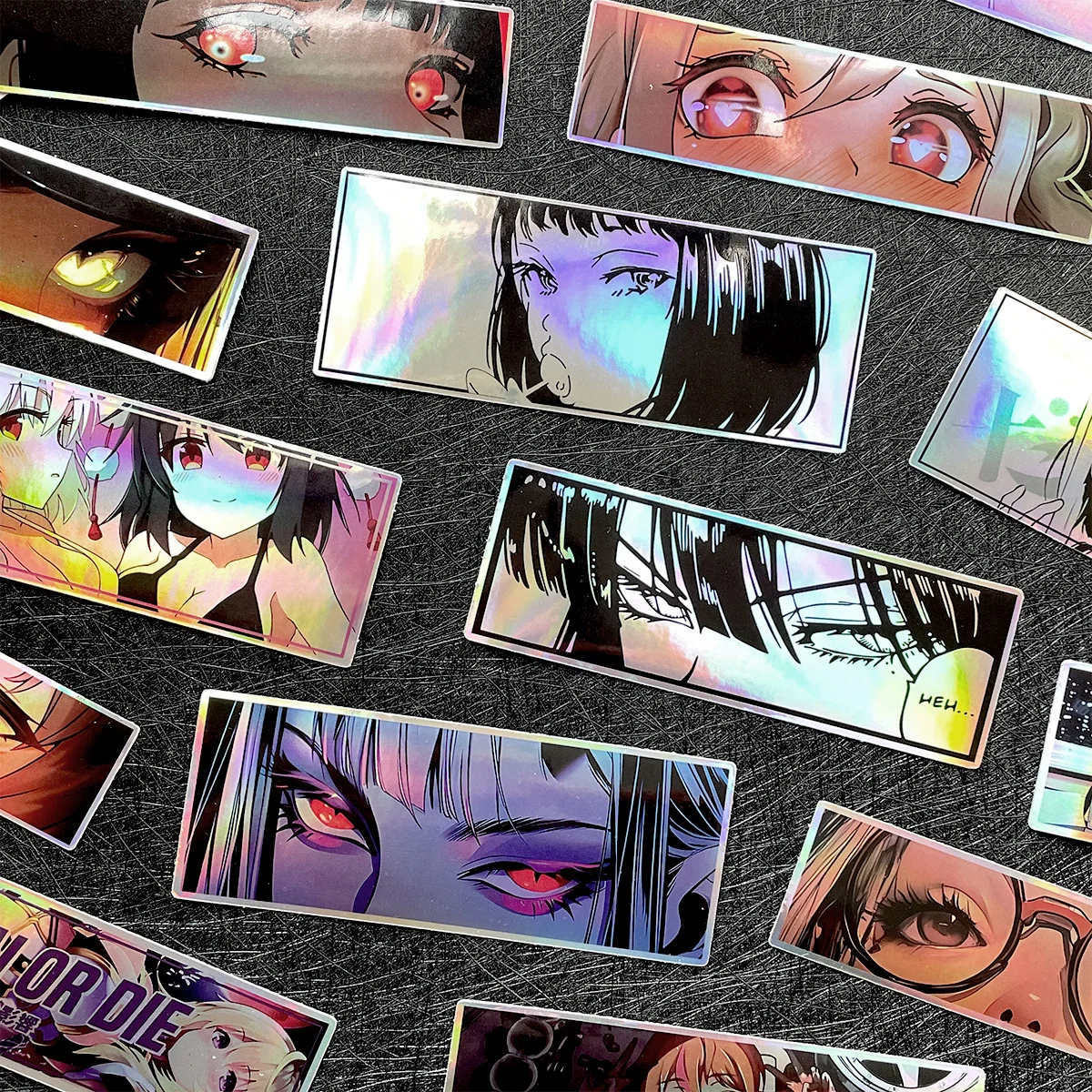 32PCS JDM Anime Girl Laser Rainbow Motorcycle Stickers Moto Bike Scooter Auto Body Fuel Tank Helmet Vinyl Accessories Decals