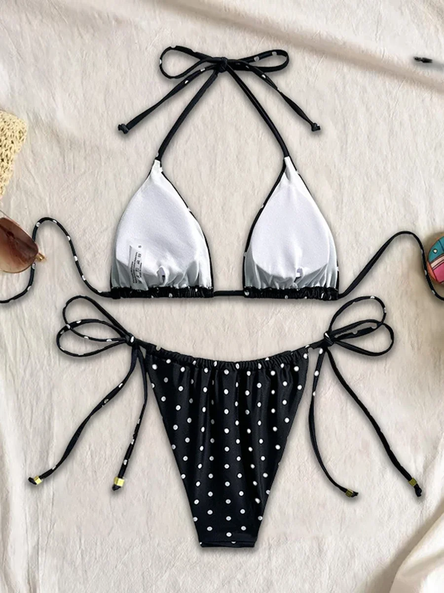 Micro Bikinis 2025 Sexy Women Swimsuit Dot Swimwear Push Up Bikini String Biquini Bathing Suit Swimming Suit Beachwear Female