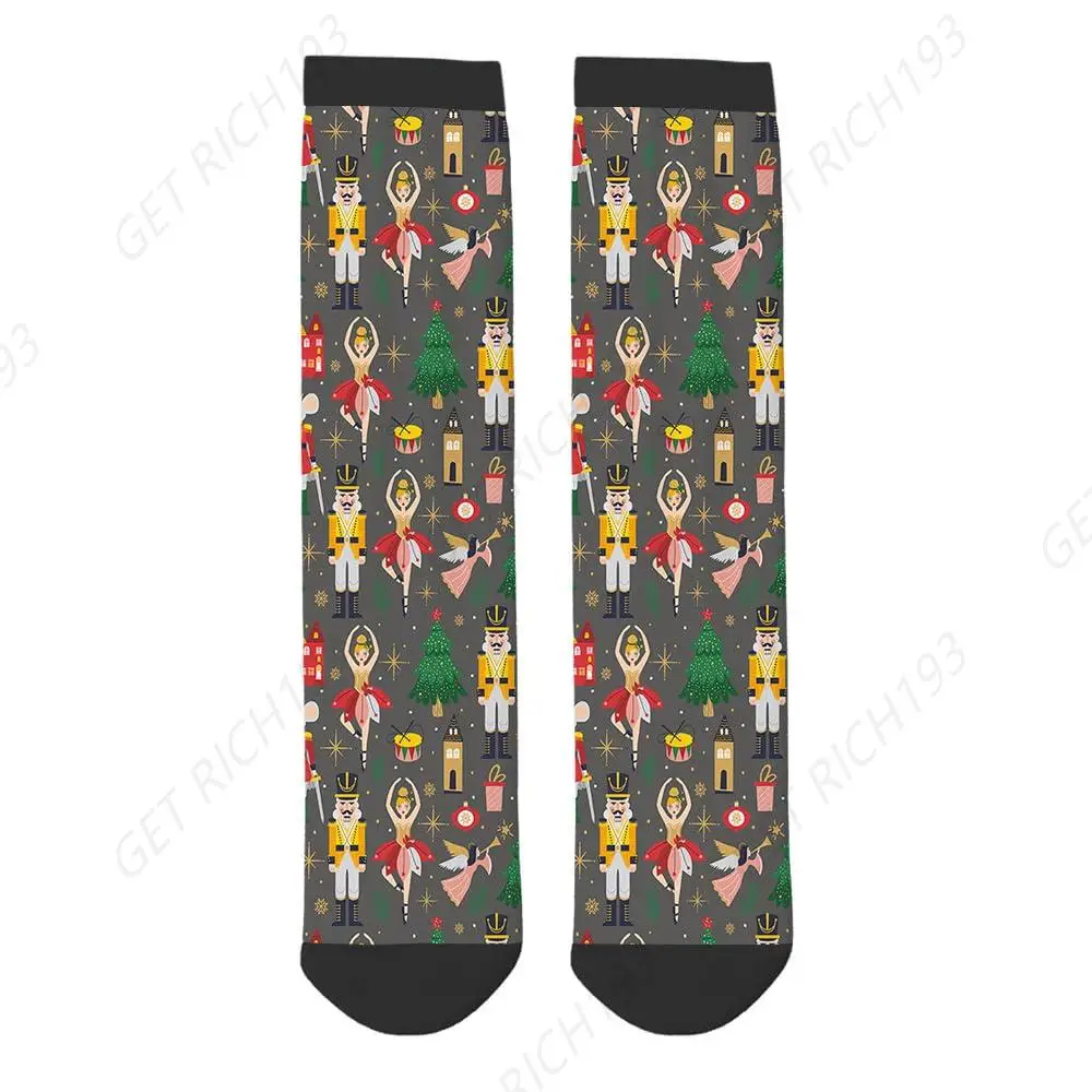 Christmas Nutcracker Funny Socks Soldier Ballerina Mouse King Angel Novelty Casual Crew Socks Design