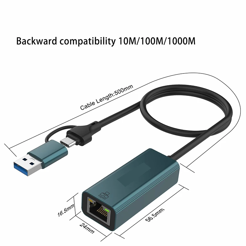 Адаптер USB 3.0 к Gigabit Ethernet, разветвитель, преобразователь 10/100/1000 Мбит/с, конвертер Type-c, USB-концентратор, адаптер локальной сети RJ-45, док-станция