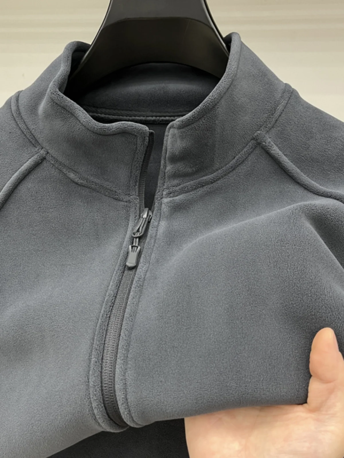 

Men's Double-Sided Fce Zipper Hoodie Stand Collar Patchwork Jaet Faionable Versatile Outerwear for Autumn Spring