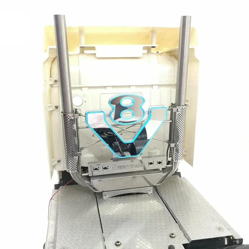 CNC Aluminum Alloy V8 Exhaust Chimney Upgrade Parts for 1/14 Tamiya RC Truck Trailer Scania R620 56323 R730 R470 Car Diy