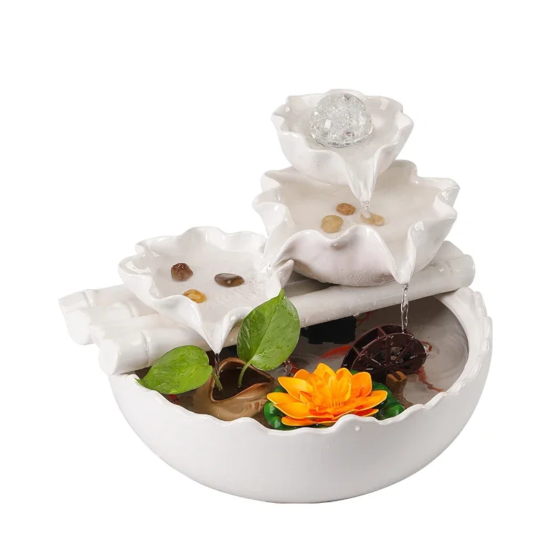

Ceramic fish tank feng shui wheel flowing water fountain ornament circulating water desk decor living room lucky feng shui ball