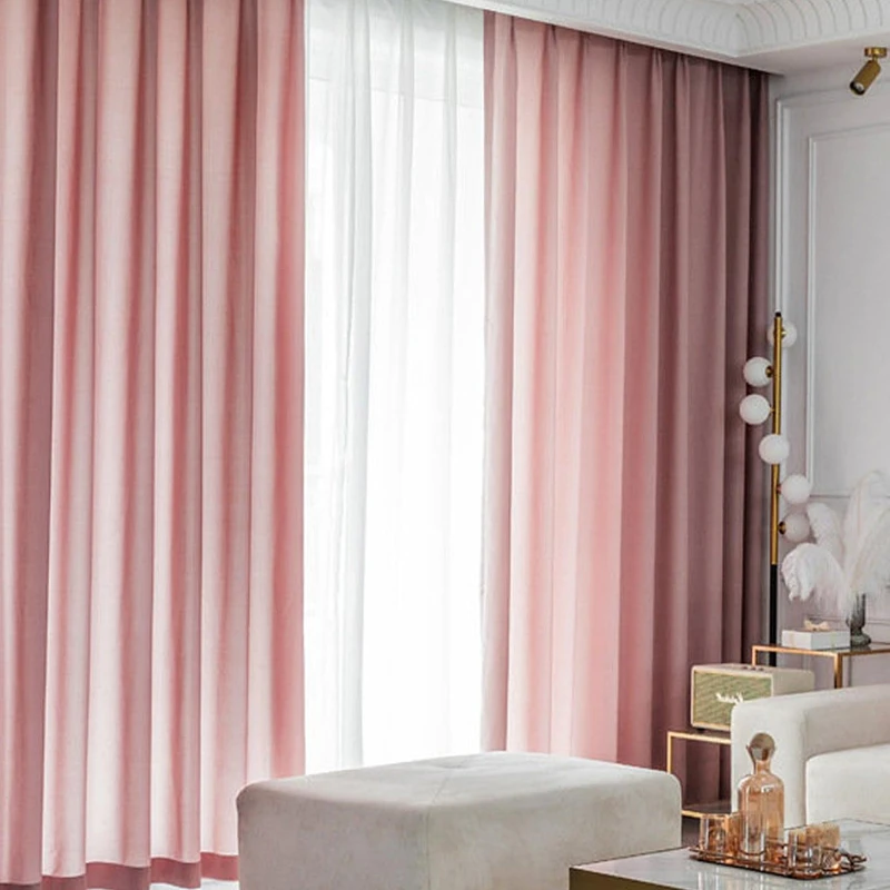 Pink Velvet Curtains Are Light-transmitting and Opaque Gauze Curtains for Bedroom Living Room Balcony Sunshade