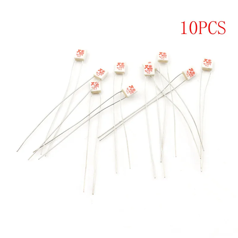 10Pcs M20 TF 115 Celsius Thermal Fuse 250V 2A Square Circuit Cut Off 2 Pin Temperature Thermal Fuse