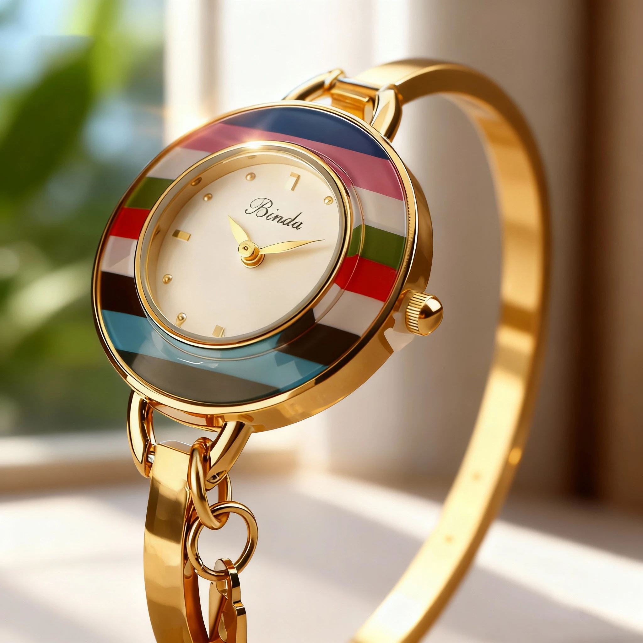 BINDA 1 قطعة المرأة ريترو ستايل ساعة كوارتز أنيقة السيدات نمط الماس مجموعة فاخرة الذهب جولة الهاتفي ساعة نسائية أنيقة على مدار الساعة