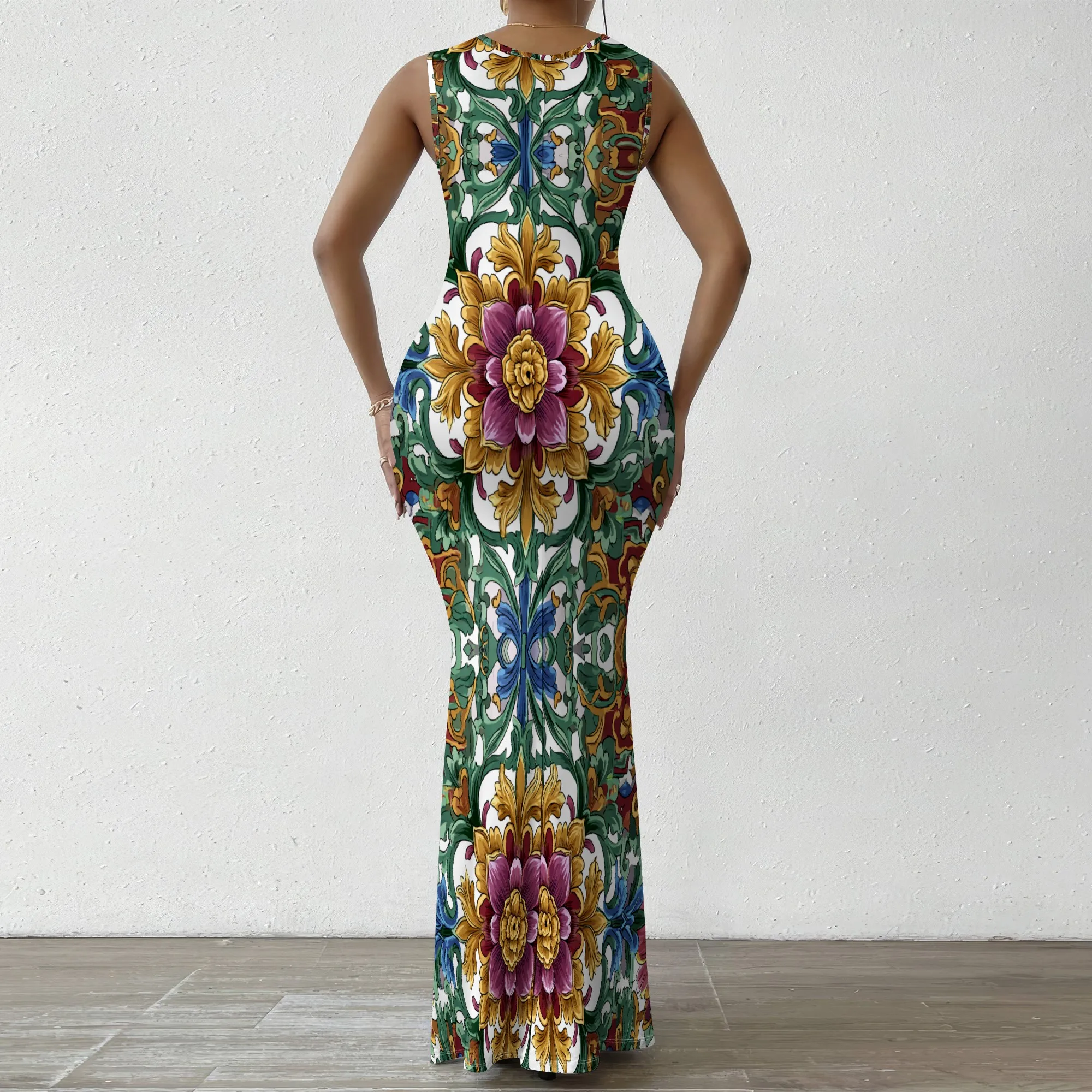 Elegant Floral Print Maxi Dress XS-2XL Perfect for Autumn Winter Parties, Weddings, and Evening Outfits