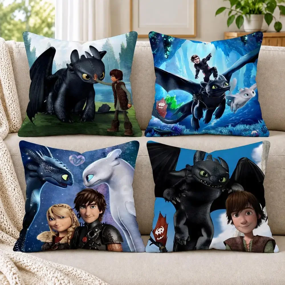 How To T-Train Your D-Dragon Cushion Cover Short Plush Double-Sided Printing Sofa Bedroom Living Room Pillow Cover Home Decor