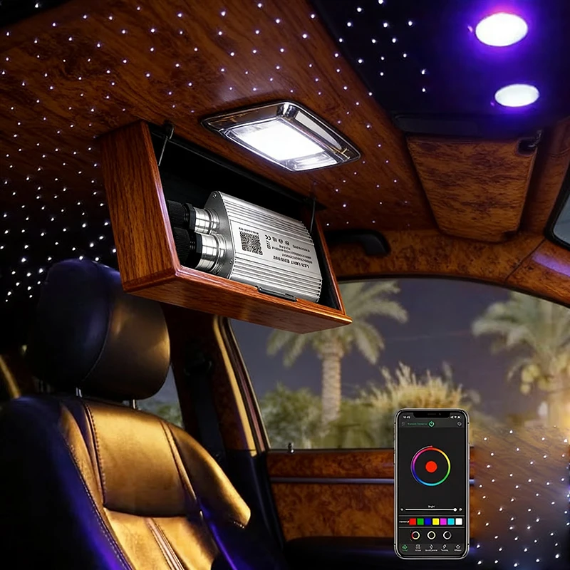 

Optic Lighting phone APP Twinkle Fiber engine RF Music control Cable Starry Effect Ceiling Double Heads Lights car room lamp new