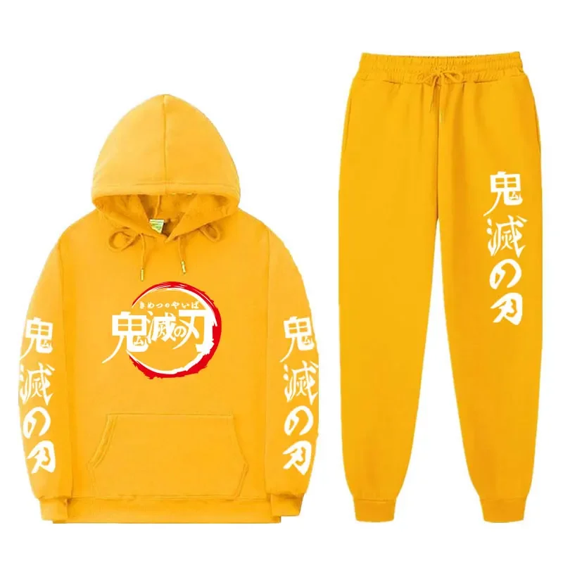 Demon Slayer Anime Autumn Winter Fashion New Men’s Hoodies + Pants Two-Piece sportswear hoodie Harajuku Casual Jogging