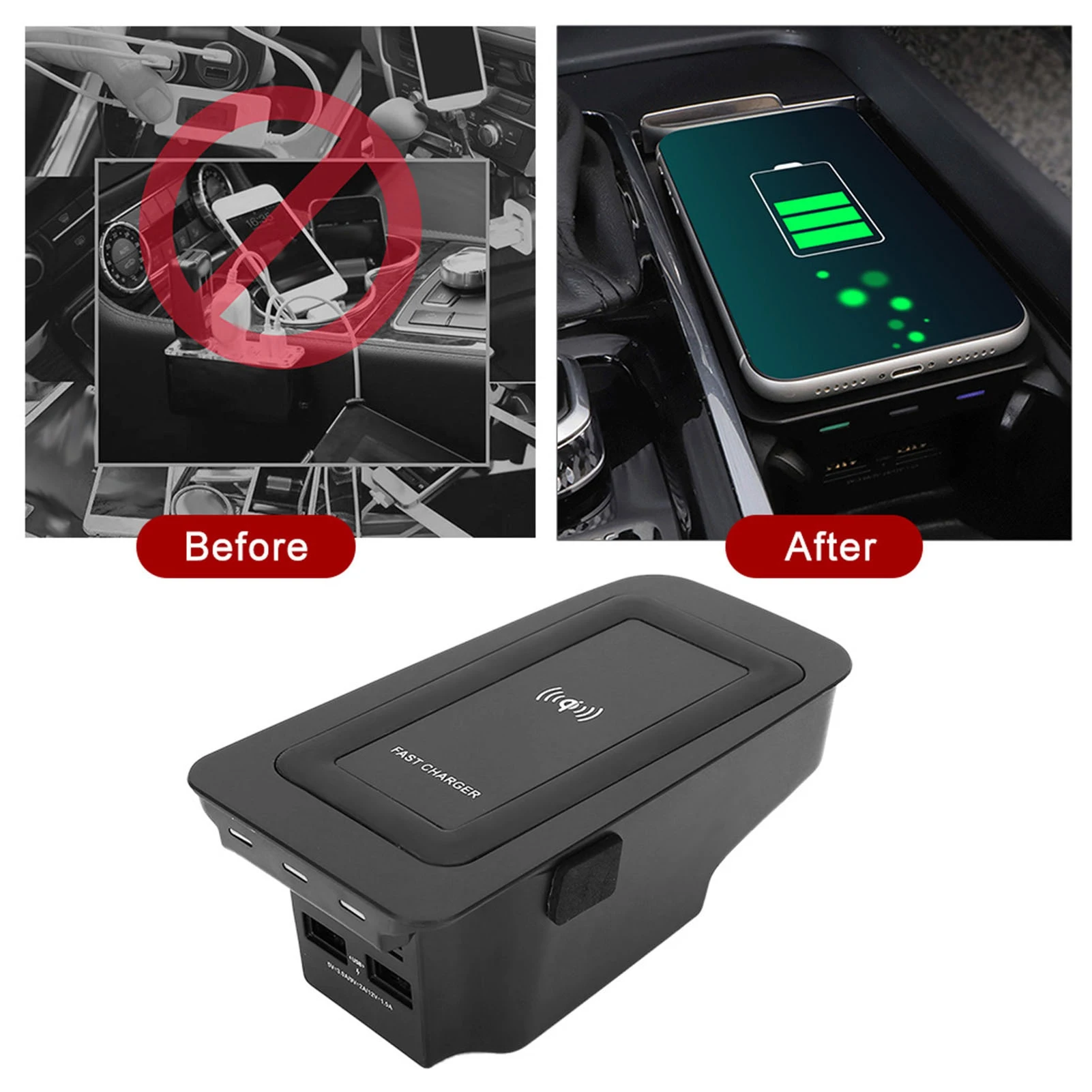 

Беспроводная зарядная панель 15 Вт с индукционной зарядкой для S60/XC60/S90/V90/XC90, быстрая беспроводная зарядка