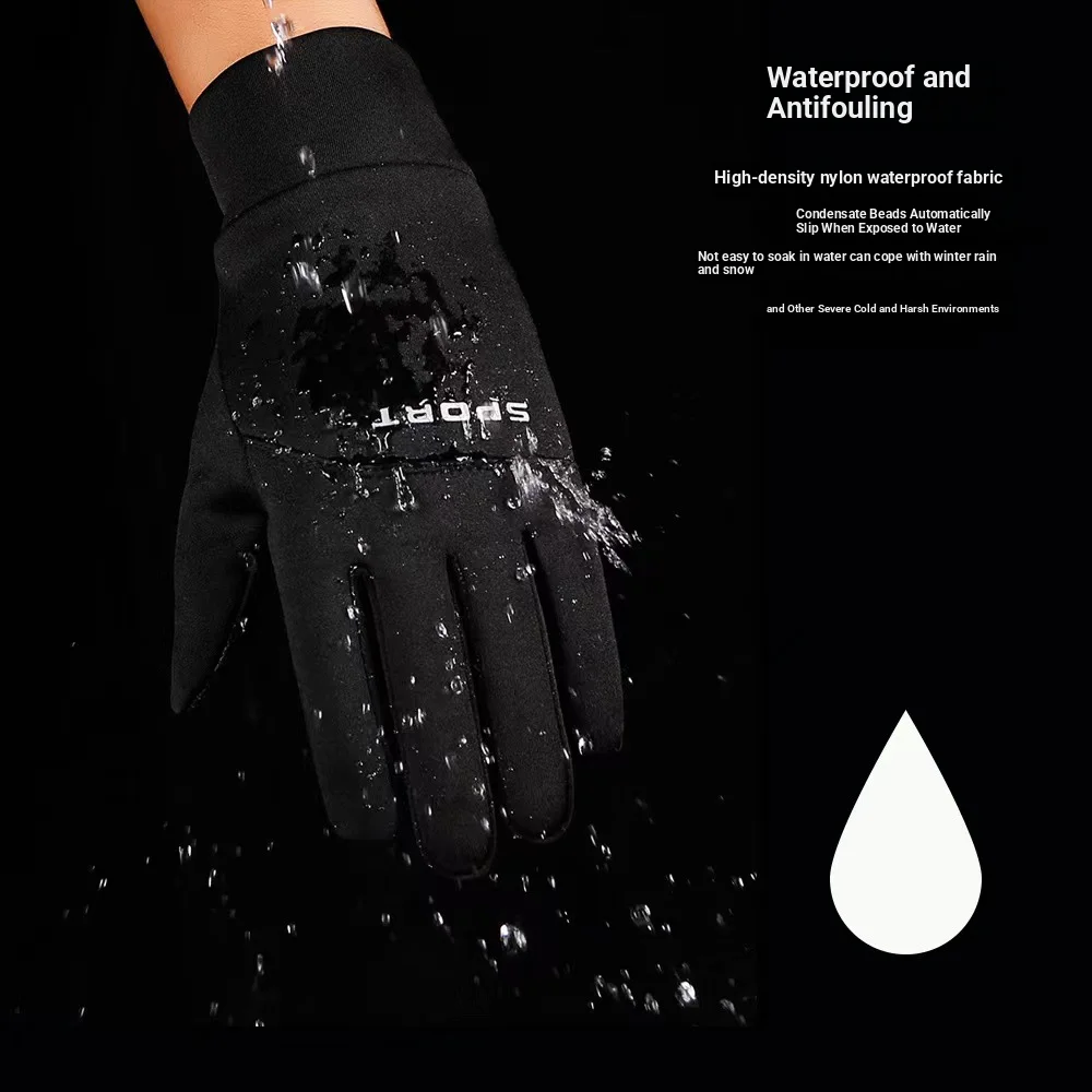 الرجال الرياضة في الهواء الطلق والعتاد قفازات ركوب الدراجات الدافئة الصوف مبطن مقاوم للماء المضادة للانزلاق لمس قفازات للقيادة وصيد الأسماك