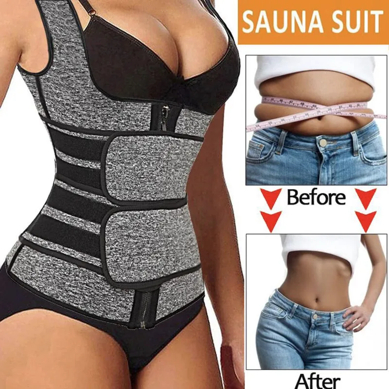 Korset Sauna wanita, pembentuk tubuh keringat Sauna sabuk keringat pelatih pinggang sabuk pelangsing termo penurun berat badan dan pembentuk