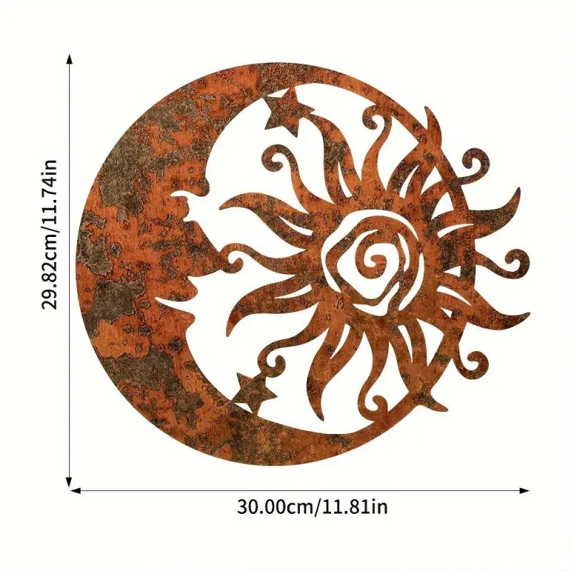 Vintage sun silhouette wall hanging, metal wall decoration, wall art, perfect for garden, farmhouse and patio