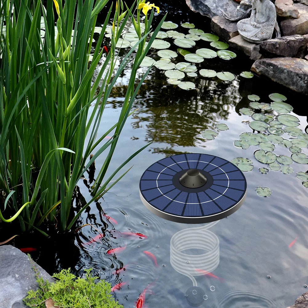 Solar Floating Pond Aerator Solar Powered Air Pump with Air Hose and Bubble Stone Bubble Oxygenator Auto Off for Garden Pond view 6