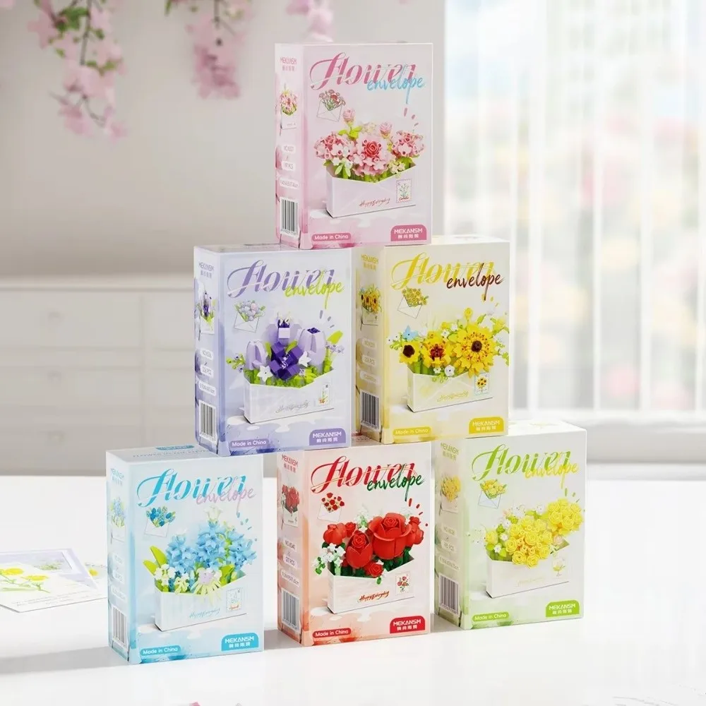 DIY Flower Bouquet Building Blocks Tulip Rose Sunflower Flower Theme DIY Floral Set Desktop Decoration Mini Bricks