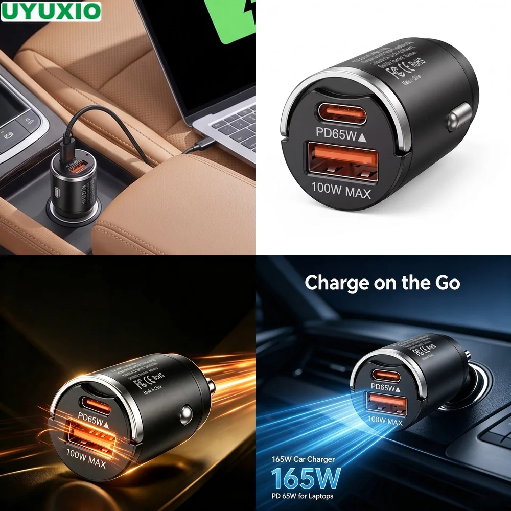 carregador-de-carro-compacto-de-metal-165w-corpo-em-liga-de-zinco-resistente-ao-calor-carregamento-pd-65w-usb-c-e-100w-usb-a-para-carros-caminhoes-suvs-e-vans