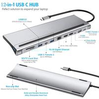 12-in-1 Type-C Hub to for HDMI Multiport Adapter Laptop Docking Stations Easy to