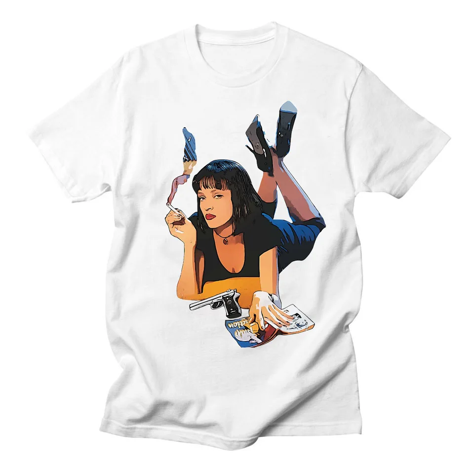 Movie Mia Wallace Pulp Fiction Graphic Tshirts Men Women Summer Comfortable Polyester Tops Tarantino Harajuku Shirt Ropa Hombre