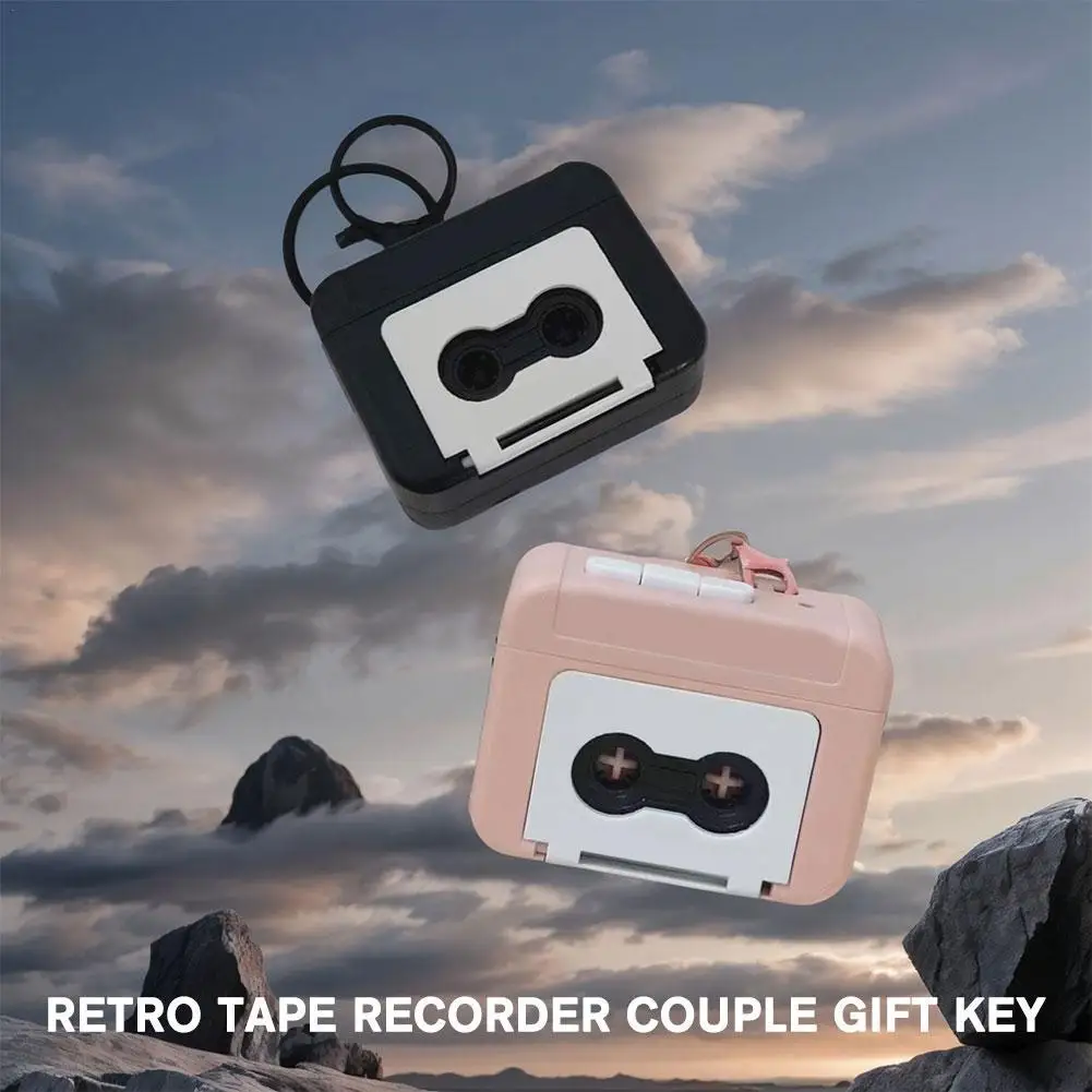 Couple Keychain Retro Recorder Design Music Box Mini With Recording Function Creative Bag Pendant Accessories Gift For Friends