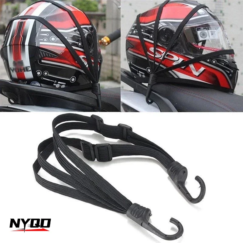 60CM 90CM Motorcycle Helmet Straps Moto Accessories Hooks Luggage Retractable Elastic Rope Fixed Strap Motos Helmets Luggage Net