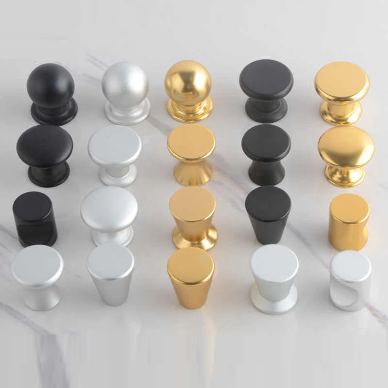 

1PCS Cabinet Matte Black Gold Handle Single Hole Circular Bed Close Cabinet Aluminum Alloy Wardrobe Door Cabinet Drawer Handle