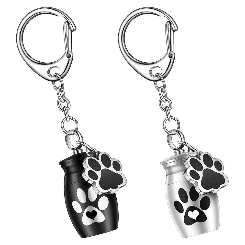 Medallón de urna para mascotas, colgante conmemorativo, contenedor de cenizas, decoración de llaves, cadena de adorno de aleación de aluminio para perro, 2 uds.