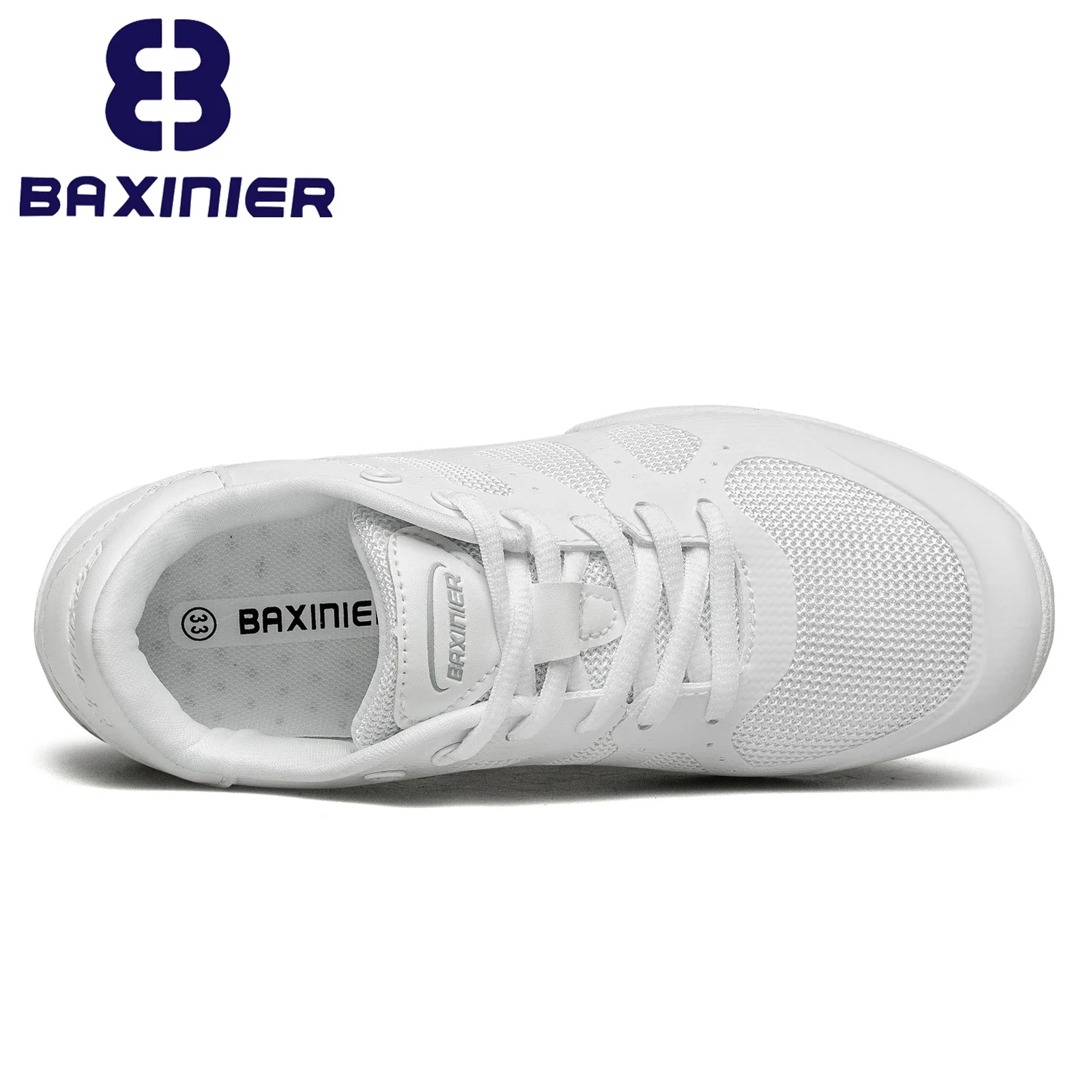 BAXINIER Girls Cheer Shoes White Cheerleading Dance Shoes Kids Athletic Training Tennis Shoes Youth Competition Sneakers